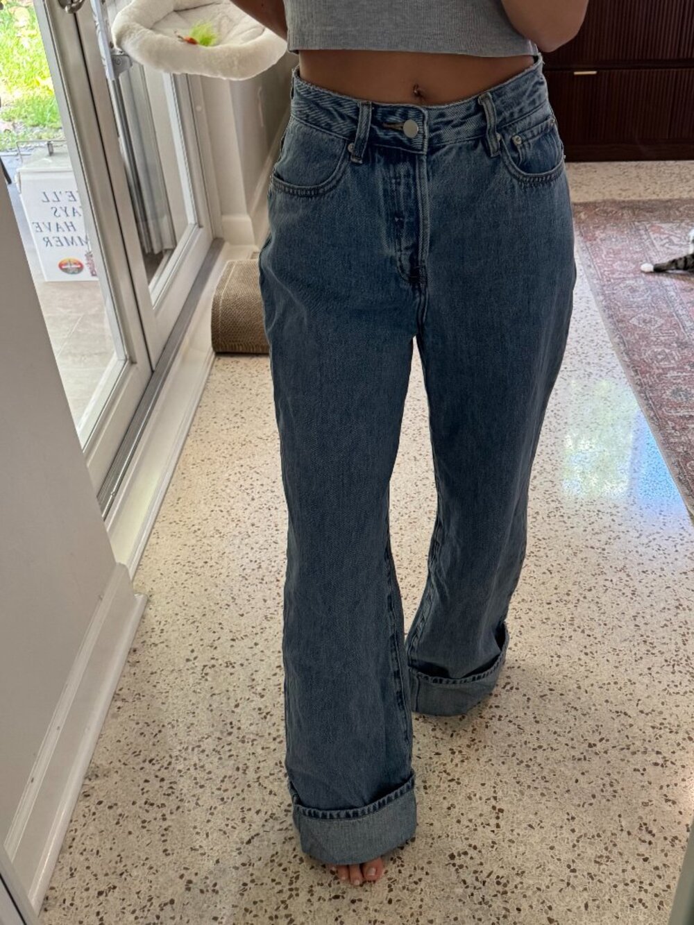 SHOWPO Cuffed Baggy Jeans | Relaxed Fit Denim | Trendy Street Style | Size 4